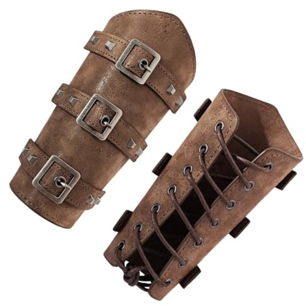 Piece‎ PU Leather Arm Guards Medieval Arm Bracer Ren Faire Wristband Viking